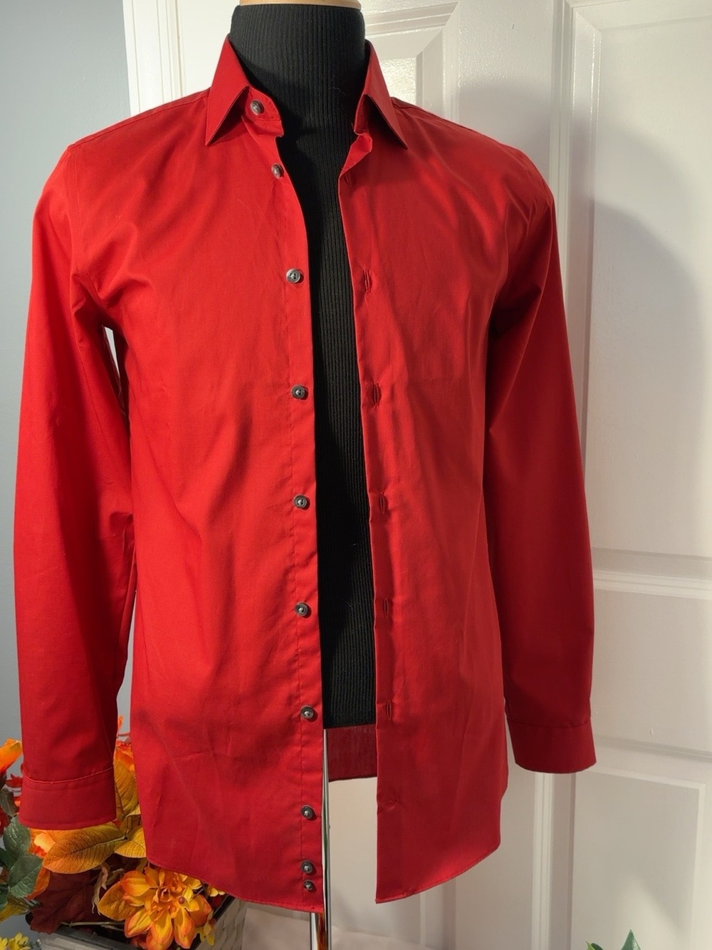 J. Ferrar Men’s Red Slim Fit Dress Shirt Size S 14–14½ 32–33